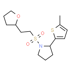 ChemSpider 2D Image | 2-(5-Methyl-2-thienyl)-1-{[2-(tetrahydro-2-furanyl)ethyl]sulfonyl}pyrrolidine | C15H23NO3S2