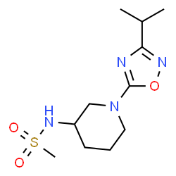 ChemSpider 2D Image | N-[1-(3-Isopropyl-1,2,4-oxadiazol-5-yl)-3-piperidinyl]methanesulfonamide | C11H20N4O3S