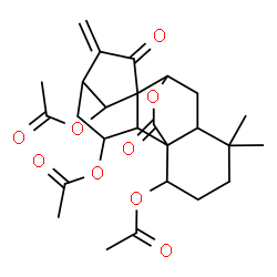 ChemSpider 2D Image | 15,20-Dioxo-7,20-epoxykaur-16-ene-1,11,14-triyl triacetate | C26H32O9