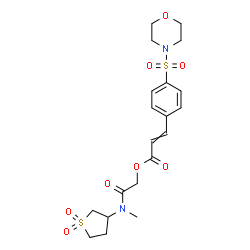 ChemSpider 2D Image | 2-[(1,1-Dioxidotetrahydro-3-thiophenyl)(methyl)amino]-2-oxoethyl 3-[4-(4-morpholinylsulfonyl)phenyl]acrylate | C20H26N2O8S2