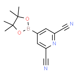 ChemSpider 2D Image | 4-(4,4,5,5-Tetramethyl-1,3,2-dioxaborolan-2-yl)-2,6-pyridinedicarbonitrile | C13H14BN3O2