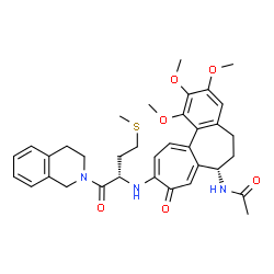 ChemSpider 2D Image | N-[(7S)-10-{[(2S)-1-(3,4-Dihydro-2(1H)-isoquinolinyl)-4-(methylsulfanyl)-1-oxo-2-butanyl]amino}-1,2,3-trimethoxy-9-oxo-5,6,7,9-tetrahydrobenzo[a]heptalen-7-yl]acetamide | C35H41N3O6S
