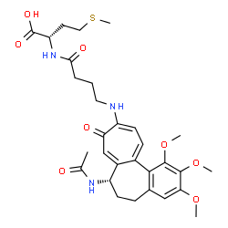 ChemSpider 2D Image | N-(4-{[(7S)-7-Acetamido-1,2,3-trimethoxy-9-oxo-5,6,7,9-tetrahydrobenzo[a]heptalen-10-yl]amino}butanoyl)-L-methionine | C30H39N3O8S
