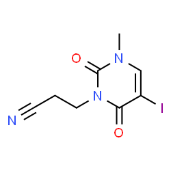 ChemSpider 2D Image | 3-(5-Iodo-3-methyl-2,6-dioxo-3,6-dihydro-1(2H)-pyrimidinyl)propanenitrile | C8H8IN3O2