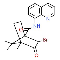 ChemSpider 2D Image | 2-Bromo-4,7,7-trimethyl-3-oxo-N-(8-quinolinyl)bicyclo[2.2.1]heptane-1-carboxamide | C20H21BrN2O2