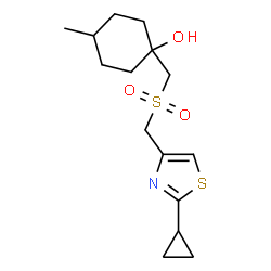 ChemSpider 2D Image | 1-({[(2-Cyclopropyl-1,3-thiazol-4-yl)methyl]sulfonyl}methyl)-4-methylcyclohexanol | C15H23NO3S2