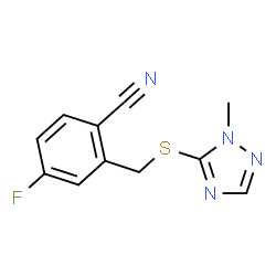 ChemSpider 2D Image | 4-Fluoro-2-{[(1-methyl-1H-1,2,4-triazol-5-yl)sulfanyl]methyl}benzonitrile | C11H9FN4S