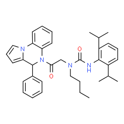 ChemSpider 2D Image | 1-Butyl-3-(2,6-diisopropylphenyl)-1-[2-oxo-2-(4-phenylpyrrolo[1,2-a]quinoxalin-5(4H)-yl)ethyl]urea | C36H42N4O2