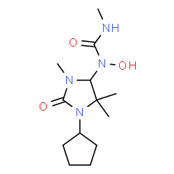 ChemSpider 2D Image | 1-(1-Cyclopentyl-3,5,5-trimethyl-2-oxo-4-imidazolidinyl)-1-hydroxy-3-methylurea | C13H24N4O3