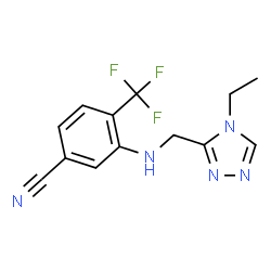 ChemSpider 2D Image | 3-{[(4-Ethyl-4H-1,2,4-triazol-3-yl)methyl]amino}-4-(trifluoromethyl)benzonitrile | C13H12F3N5