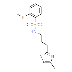 ChemSpider 2D Image | 2-(Methylsulfanyl)-N-[3-(4-methyl-1,3-thiazol-2-yl)propyl]benzenesulfonamide | C14H18N2O2S3