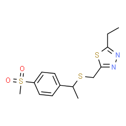 ChemSpider 2D Image | 2-Ethyl-5-[({1-[4-(methylsulfonyl)phenyl]ethyl}sulfanyl)methyl]-1,3,4-thiadiazole | C14H18N2O2S3
