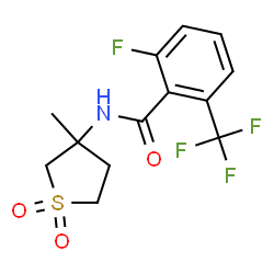 ChemSpider 2D Image | 2-Fluoro-N-(3-methyl-1,1-dioxidotetrahydro-3-thiophenyl)-6-(trifluoromethyl)benzamide | C13H13F4NO3S