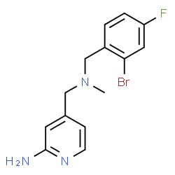 ChemSpider 2D Image | 4-{[(2-Bromo-4-fluorobenzyl)(methyl)amino]methyl}-2-pyridinamine | C14H15BrFN3