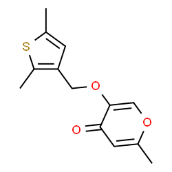ChemSpider 2D Image | 5-[(2,5-Dimethyl-3-thienyl)methoxy]-2-methyl-4H-pyran-4-one | C13H14O3S