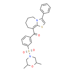 ChemSpider 2D Image | {3-[(2,6-Dimethyl-4-morpholinyl)sulfonyl]phenyl}(3-phenyl-5,6,7,8-tetrahydro[1,3]thiazolo[3,2-a]azepin-9-yl)methanone | C27H30N2O4S2