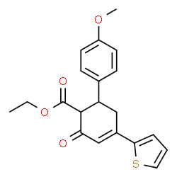 ChemSpider 2D Image | Ethyl 6-(4-methoxyphenyl)-2-oxo-4-(2-thienyl)-3-cyclohexene-1-carboxylate | C20H20O4S