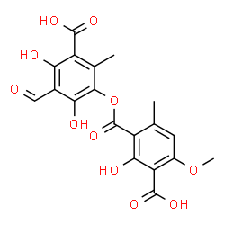 ChemSpider 2D Image | 3-[(3-Carboxy-2-hydroxy-4-methoxy-6-methylbenzoyl)oxy]-5-formyl-4,6-dihydroxy-2-methylbenzoic acid | C19H16O11
