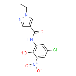 ChemSpider 2D Image | N-(5-Chloro-2-hydroxy-3-nitrophenyl)-1-ethyl-1H-pyrazole-4-carboxamide | C12H11ClN4O4