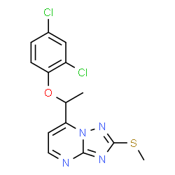 ChemSpider 2D Image | 7-[1-(2,4-Dichlorophenoxy)ethyl]-2-(methylsulfanyl)[1,2,4]triazolo[1,5-a]pyrimidine | C14H12Cl2N4OS