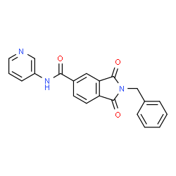ChemSpider 2D Image | 2-Benzyl-1,3-dioxo-N-(3-pyridinyl)-5-isoindolinecarboxamide | C21H15N3O3