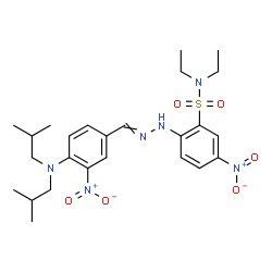 ChemSpider 2D Image | 2-{2-[4-(Diisobutylamino)-3-nitrobenzylidene]hydrazino}-N,N-diethyl-5-nitrobenzenesulfonamide | C25H36N6O6S