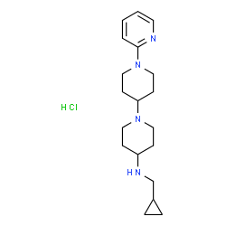 ChemSpider 2D Image | N-(Cyclopropylmethyl)-1'-(2-pyridinyl)-1,4'-bipiperidin-4-amine hydrochloride (1:1) | C19H31ClN4