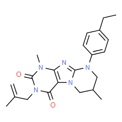ChemSpider 2D Image | 9-(4-Ethylphenyl)-1,7-dimethyl-3-(2-methyl-2-propen-1-yl)-6,7,8,9-tetrahydropyrimido[2,1-f]purine-2,4(1H,3H)-dione | C22H27N5O2