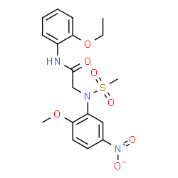ChemSpider 2D Image | N-(2-Ethoxyphenyl)-N~2~-(2-methoxy-5-nitrophenyl)-N~2~-(methylsulfonyl)glycinamide | C18H21N3O7S