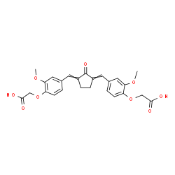 ChemSpider 2D Image | 2,2'-{(2-Oxo-1,3-cyclopentanediylidene)bis[methylylidene(2-methoxy-4,1-phenylene)oxy]}diacetic acid | C25H24O9