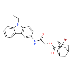 ChemSpider 2D Image | 2-[(9-Ethyl-9H-carbazol-3-yl)amino]-2-oxoethyl 3-bromo-1-adamantanecarboxylate | C27H29BrN2O3