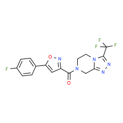 ChemSpider 2D Image | [5-(4-Fluorophenyl)-1,2-oxazol-3-yl][3-(trifluoromethyl)-5,6-dihydro[1,2,4]triazolo[4,3-a]pyrazin-7(8H)-yl]methanone | C16H11F4N5O2