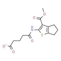ChemSpider 2D Image | 5-{[3-(Methoxycarbonyl)-5,6-dihydro-4H-cyclopenta[b]thiophen-2-yl]amino}-5-oxopentanoate | C14H16NO5S