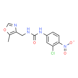 ChemSpider 2D Image | 1-(3-Chloro-4-nitrophenyl)-3-[(5-methyl-1,3-oxazol-4-yl)methyl]urea | C12H11ClN4O4