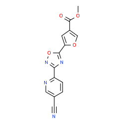 ChemSpider 2D Image | Methyl 5-[3-(5-cyano-2-pyridinyl)-1,2,4-oxadiazol-5-yl]-3-furoate | C14H8N4O4