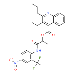 ChemSpider 2D Image | 1-{[4-Nitro-2-(trifluoromethyl)phenyl]amino}-1-oxo-2-propanyl 3-ethyl-2-propyl-4-quinolinecarboxylate | C25H24F3N3O5