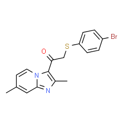 ChemSpider 2D Image | 2-[(4-Bromophenyl)sulfanyl]-1-(2,7-dimethylimidazo[1,2-a]pyridin-3-yl)ethanone | C17H15BrN2OS