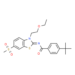 ChemSpider 2D Image | N-[(2Z)-3-(2-Ethoxyethyl)-6-(methylsulfonyl)-1,3-benzothiazol-2(3H)-ylidene]-4-(2-methyl-2-propanyl)benzamide | C23H28N2O4S2