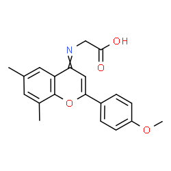 ChemSpider 2D Image | N-[2-(4-Methoxyphenyl)-6,8-dimethyl-4H-chromen-4-ylidene]glycine | C20H19NO4