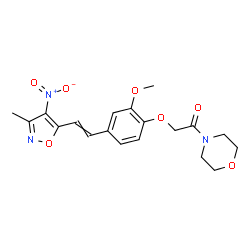 ChemSpider 2D Image | 2-{2-Methoxy-4-[2-(3-methyl-4-nitro-1,2-oxazol-5-yl)vinyl]phenoxy}-1-(4-morpholinyl)ethanone | C19H21N3O7