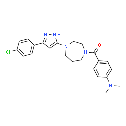 ChemSpider 2D Image | {4-[3-(4-Chlorophenyl)-1H-pyrazol-5-yl]-1,4-diazepan-1-yl}[4-(dimethylamino)phenyl]methanone | C23H26ClN5O
