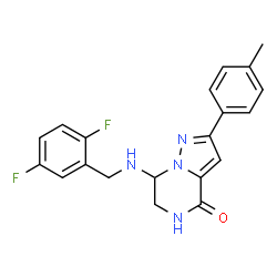ChemSpider 2D Image | 7-[(2,5-Difluorobenzyl)amino]-2-(4-methylphenyl)-6,7-dihydropyrazolo[1,5-a]pyrazin-4(5H)-one | C20H18F2N4O