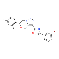ChemSpider 2D Image | 3-[3-(3-Bromophenyl)-1,2,4-oxadiazol-5-yl]-6-(2,4-dimethylphenyl)-6,7-dihydro-4H-[1,2,3]triazolo[5,1-c][1,4]oxazine | C21H18BrN5O2