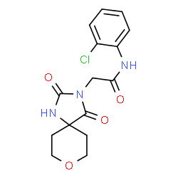 ChemSpider 2D Image | N-(2-Chlorophenyl)-2-(2,4-dioxo-8-oxa-1,3-diazaspiro[4.5]dec-3-yl)acetamide | C15H16ClN3O4