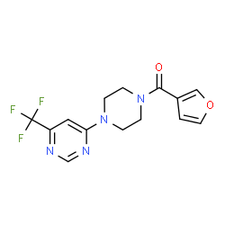 ChemSpider 2D Image | 3-Furyl{4-[6-(trifluoromethyl)-4-pyrimidinyl]-1-piperazinyl}methanone | C14H13F3N4O2