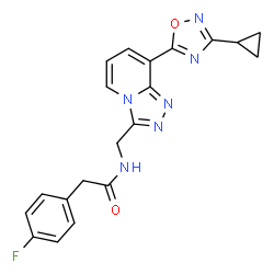 ChemSpider 2D Image | N-{[8-(3-Cyclopropyl-1,2,4-oxadiazol-5-yl)[1,2,4]triazolo[4,3-a]pyridin-3-yl]methyl}-2-(4-fluorophenyl)acetamide | C20H17FN6O2