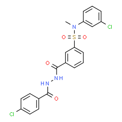 ChemSpider 2D Image | 3-{[2-(4-Chlorobenzoyl)hydrazino]carbonyl}-N-(3-chlorophenyl)-N-methylbenzenesulfonamide | C21H17Cl2N3O4S
