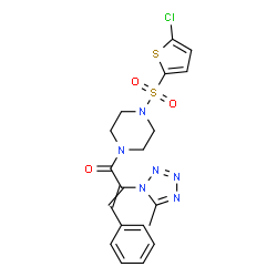 ChemSpider 2D Image | 1-{4-[(5-Chloro-2-thienyl)sulfonyl]-1-piperazinyl}-2-(5-methyl-1H-tetrazol-1-yl)-3-phenyl-2-propen-1-one | C19H19ClN6O3S2