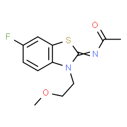 ChemSpider 2D Image | N-[6-Fluoro-3-(2-methoxyethyl)-1,3-benzothiazol-2(3H)-ylidene]acetamide | C12H13FN2O2S
