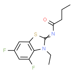 ChemSpider 2D Image | N-(3-Ethyl-4,6-difluoro-1,3-benzothiazol-2(3H)-ylidene)butanamide | C13H14F2N2OS